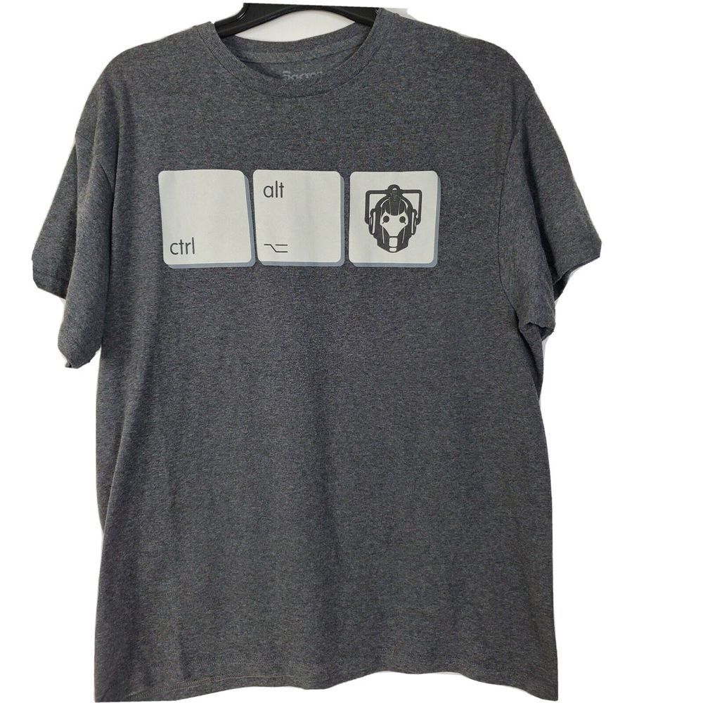 Doctor Who Mens Gray T-shirt Ctrl Alt Robot SS Crew Neck Large‎